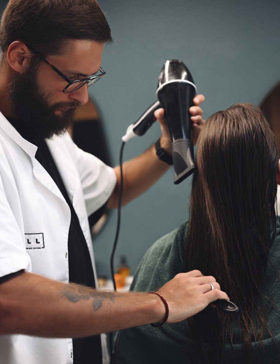 Blow-dry styling after the cut